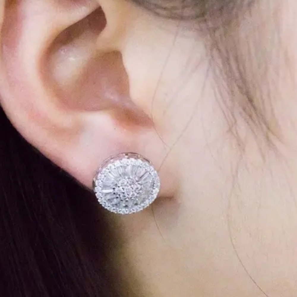 Elegant Luxury 925 Silver Plated White Zircon Stud Earring For Women Fine Jewelr